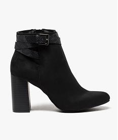 boots femme zippees a talon carre et semelle crantee col plisse rougeF079101_1