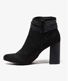 boots femme zippees a talon carre et semelle crantee col plisse rougeF079101_3