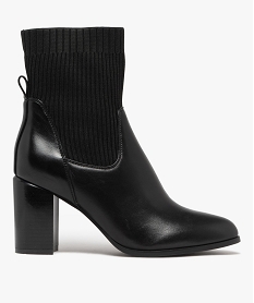 bottines femme a talon avec col chaussette et bout amande noir standardF080501_1