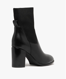 bottines femme a talon avec col chaussette et bout amande noir standardF080501_4