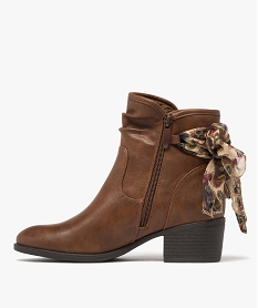 boots femme fourrees a talon carre avec foulard noue style vintage marron standardF080901_3