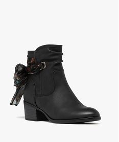 boots femme fourrees a talon carre avec foulard noue style vintage noir standardF081001_2