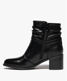 bottes femme a talon carre et col effet plisse avec zip noir standardF081101_3