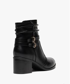 bottes femme a talon carre et col effet plisse avec zip noir standardF081101_4