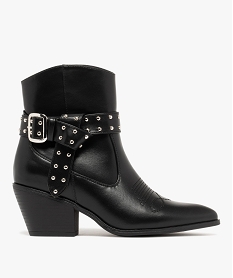 boots femme a talon cubain santiags bout surpique avec brides fantaisie cloutees noir standard bottines et bootsF081401_1