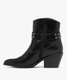 boots femme a talon cubain santiags bout surpique avec brides fantaisie cloutees noir standard bottines et bootsF081401_3