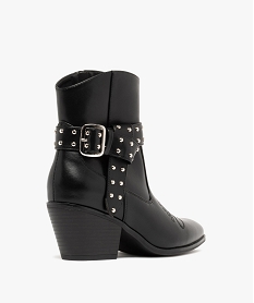 boots femme a talon cubain santiags bout surpique avec brides fantaisie cloutees noir standard bottines et bootsF081401_4