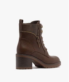boots femme a talon large et semelle crantee avec zip fantaisie marron standardF081801_4