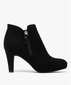 bottines femme a talon en suedine et a zip noir standardF082301_1