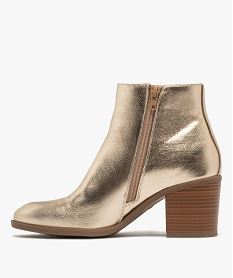 boots femme a talon carre avec zip effet metallise doreF082801_3