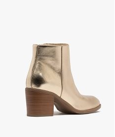 boots femme a talon carre avec zip effet metallise doreF082801_4