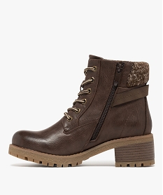 bottines fourrees crantees a talon et haut de tige en maille tricotee femme marron standardF083001_3
