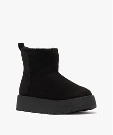 boots femme fourrees et compensees en suedine noir standard bottines fourreesF083201_2