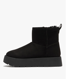 boots femme fourrees et compensees en suedine noir standard bottines fourreesF083201_3