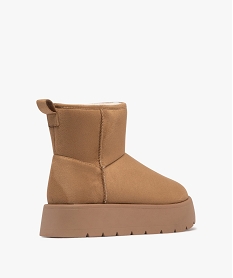 boots femme fourrees et compensees en suedine brun bottines fourreesF083301_4