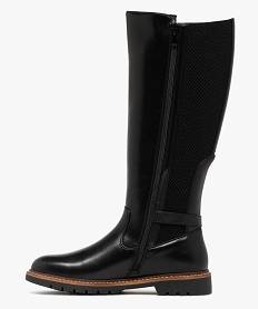 bottes femme cavalieres avec parties elastiques et boucle fantaisie noir standard bottesF083401_3