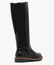 bottes femme cavalieres avec parties elastiques et boucle fantaisie noir standard bottesF083401_4
