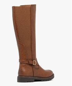 bottes femme cavalieres avec parties elastiques et boucle fantaisie brun bottesF083501_4