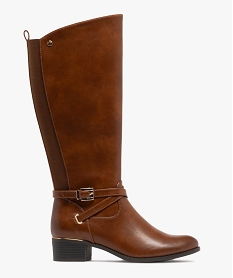 bottes femme cavalieres unies a details metalliques brunF083601_1