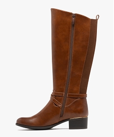 bottes femme cavalieres unies a details metalliques brunF083601_3
