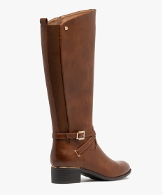bottes femme cavalieres unies a details metalliques brunF083601_4