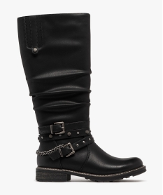 GEMO Bottes femme à brides fantaisie et à zip effet drapé noir standard