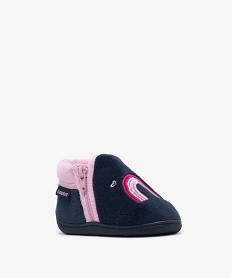 chaussons en velours avec motif arc-en-ciel fille - isotoner bleu standardF085501_2