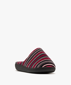 chaussons mules rayes en velours femme - isotoner roseF087601_2