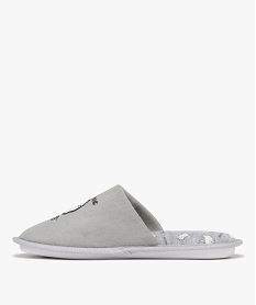 chaussons mules avec motif chat femme gris standardF087701_3