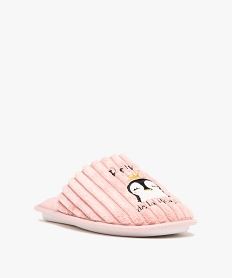 chaussons femme mules en velours cotele dessus fantaisie roseF087801_2