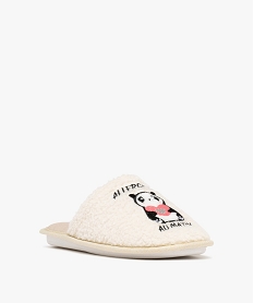 chaussons mules en textile bouclette avec motif panda femme[missing] beigeF087901_2