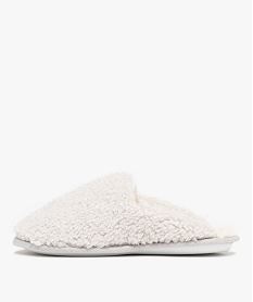 chaussons femme mules fourrees en sherpa details scintillants gris standardF088001_3