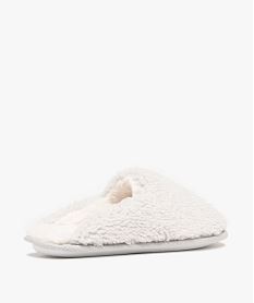 chaussons femme mules fourrees en sherpa details scintillants gris standardF088001_4