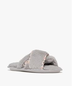 chaussons femme mules douces a brides croisees gris standardF088301_2