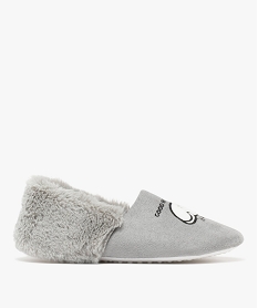 GEMO Chaussons femme pantoufles chat good morning à col fourré gris standard