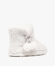 chaussons femme boots en sherpa a pompons details scintillants gris standardF088901_4