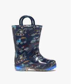 GEMO Bottes de pluie bébé garçon à semelle lumineuse avec anses Bleu
