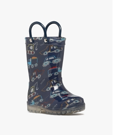 bottes de pluie bebe garcon a semelle lumineuse avec anses bleuF100101_2