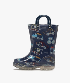 bottes de pluie bebe garcon a semelle lumineuse avec anses bleuF100101_3