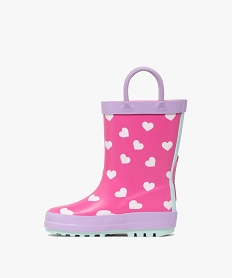 bottes de pluie bebe fille licorne a petits coeurs et avec anses rose standardF100201_3