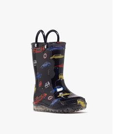 bottes de pluie imprimee a anses et semelle crantee lumineuse garcon bleuF100301_3