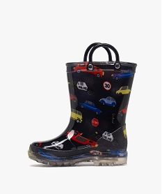 bottes de pluie imprimee a anses et semelle crantee lumineuse garcon bleuF100301_4