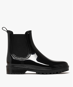GEMO Bottes de pluie femme vernies avec élastiques daisance noir standard