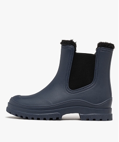 bottes de pluie femme fourrees avec col asymetrique style chelsea bleuF101701_3