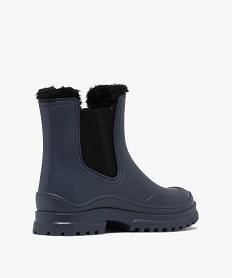 bottes de pluie femme fourrees avec col asymetrique style chelsea bleuF101701_4