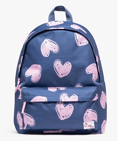 GEMO Sac à dos en toile à motifs coeurs fille Bleu