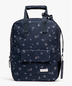 GEMO Sac à dos en toile à motifs fleuris fille Noir