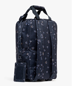 sac a dos en toile a motifs fleuris fille bleu sacs et cartablesF102301_2