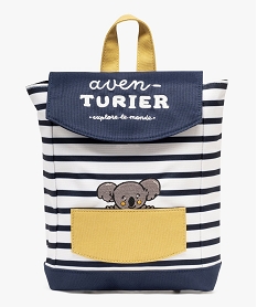 GEMO Sac à dos à rayures avec motif koala garçon Bleu