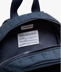sac a dos matelasse avec broderie garcon - lulucastagnette bleu standardF102801_4